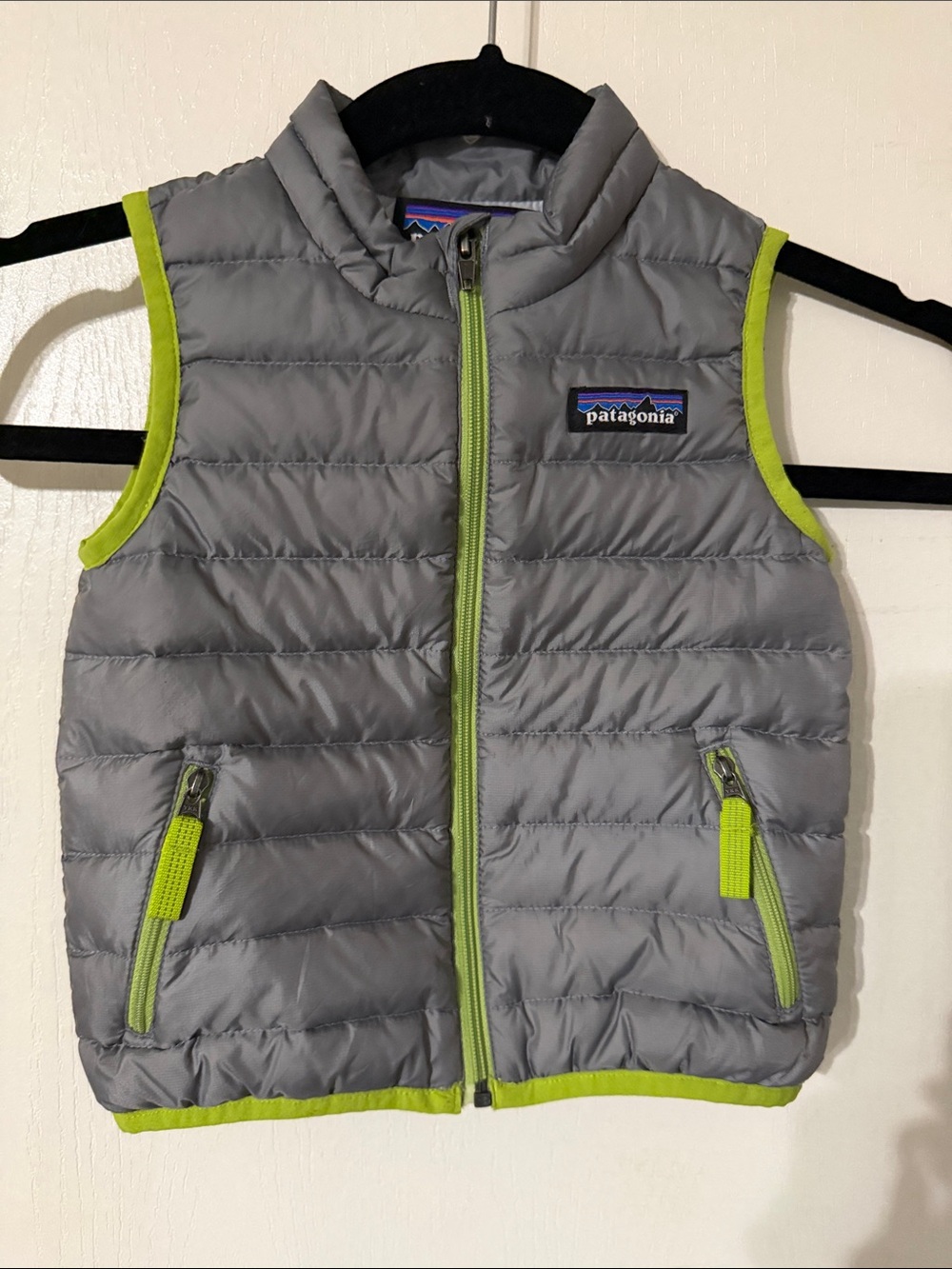 Patagonia Gray & Lime Kids Puffer Vest